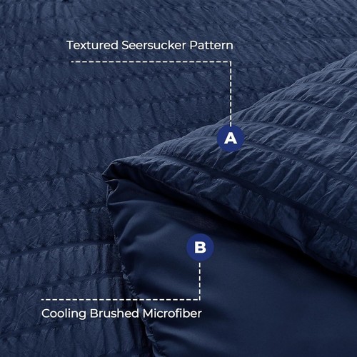 3PCS Seersucker Comforter and Coverlet Set Collection Comforter & Pillow Sham - Picture 35 of 118