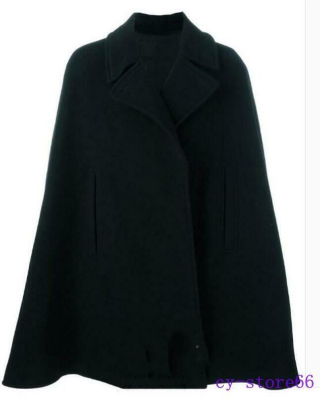 Men's Wool Blend Trench Overcoat Cloak Cape Lapel Coat Fashion