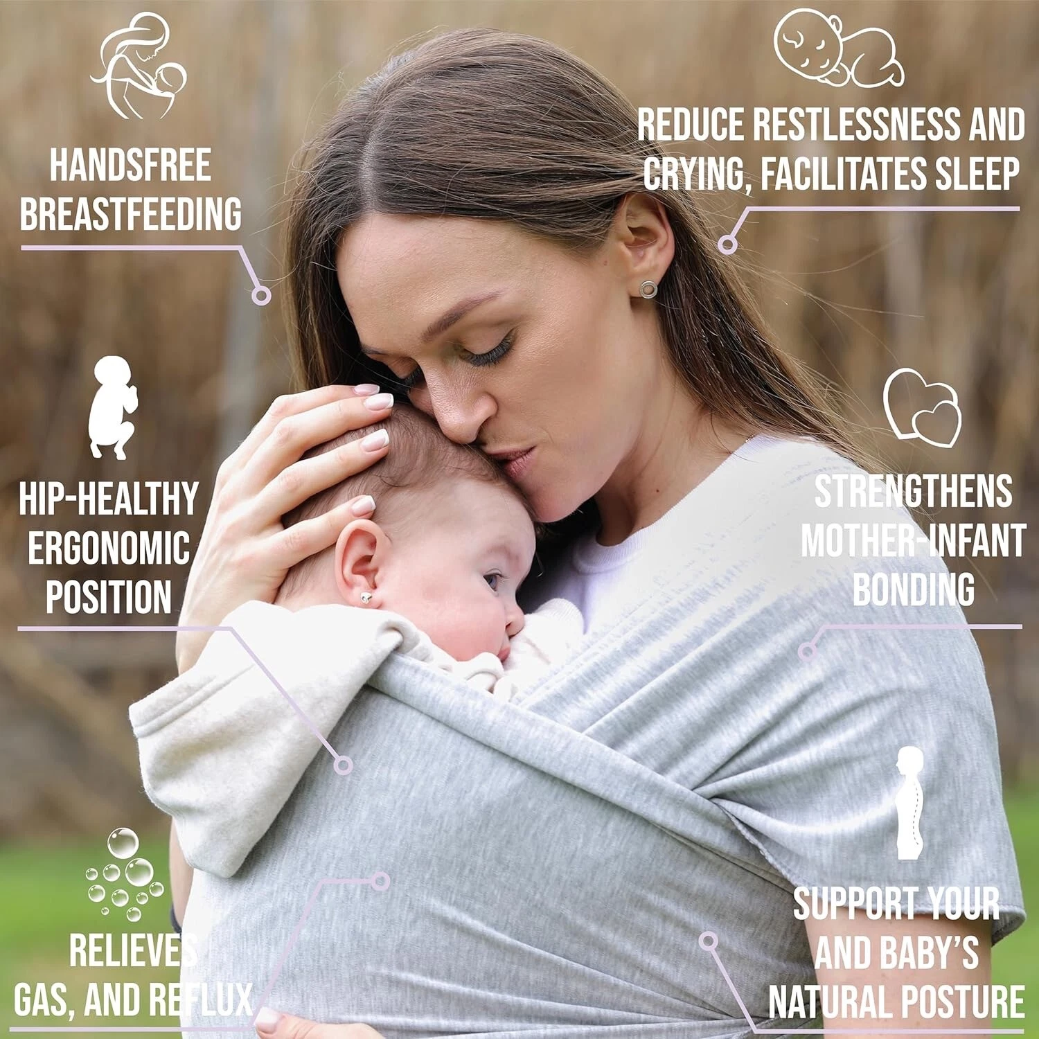 Adjustable Baby Wrap Hands-Free Carrier Sling Extra Soft Light Weight Stretchy
