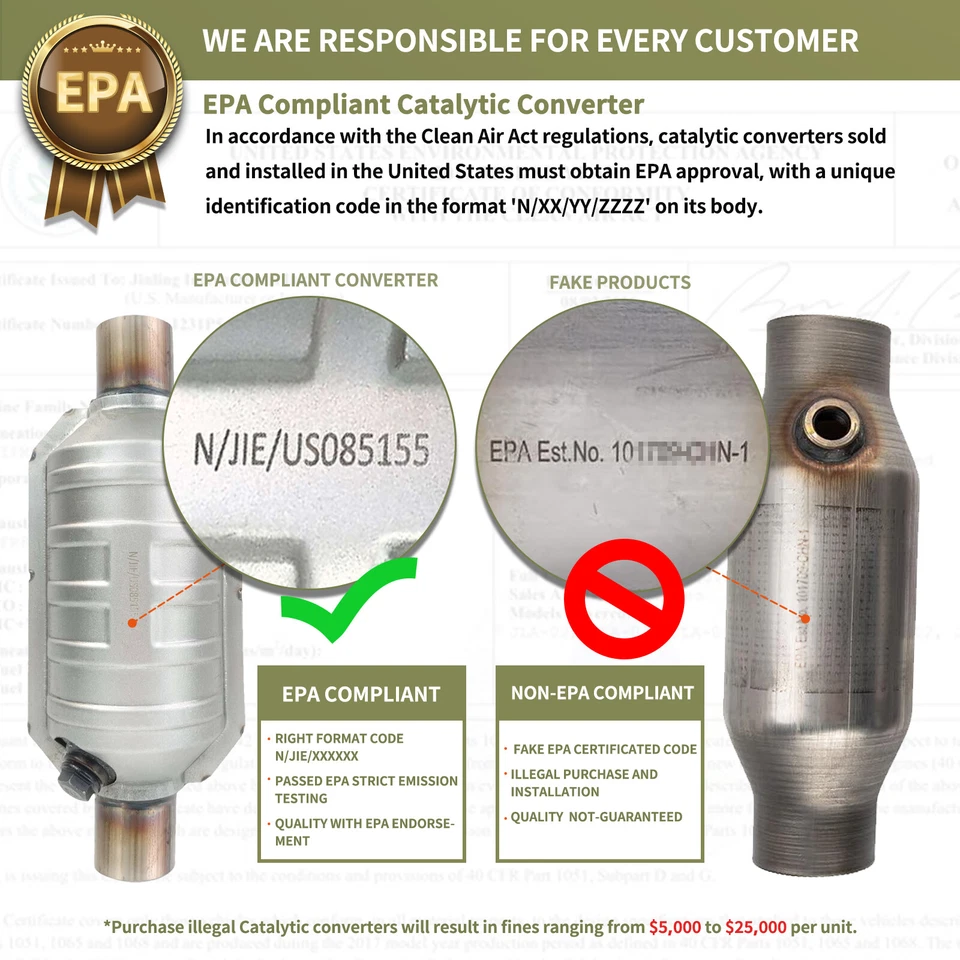 4x Catalytic Converter set for 2012-2017 Nissan NV1500/NV2500/NV3500 4.0L EPA - Image 4 of 4