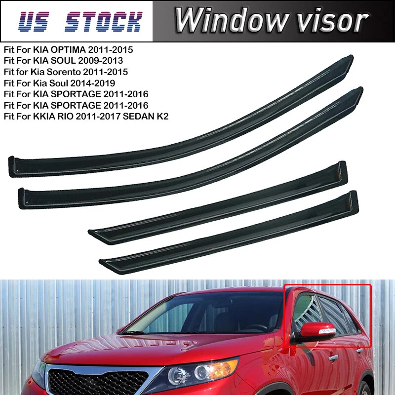 For KIA Smoke Side Window Visors Vent Sun Shade Rain Guards Deflector Tape On Foto 4 de 4