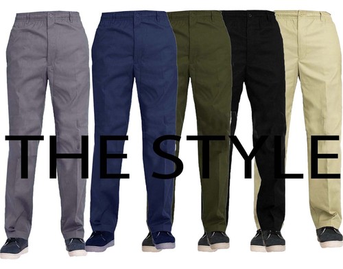 Mens Elasticated Waist Work Casual 