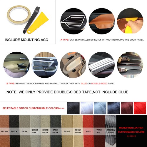 4*New Suede Leather Door Armrest Panel Cover For VW Golf MK4 Bora Jetta 4-Door - Picture 5 of 6