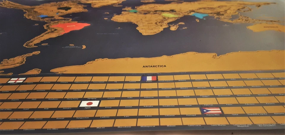NEW BIG Scratch Off World Map Travel Tracker,  Outlined US States, Country Flags - Image 2 of 4