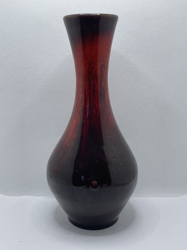 Vintage MCM 1970s Candiana Art Pottery Brown & Orange Vase 10" Canada