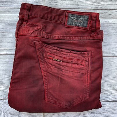 Robin's Jean Men's Motard Slim Fit Jeans Red Super Stretch Denim