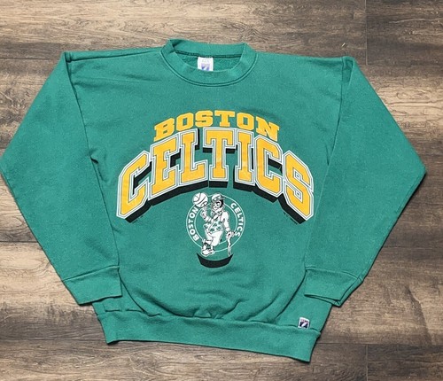 Vtg 90s Boston Celtics Sweatshirt Mens Large Green Logo 7 NBA Embroidered Bird
