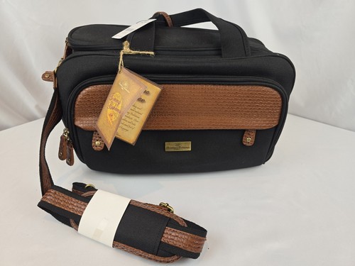 NEW Tommy Bahama Essentials Gadget Travel Duffel Bag Luggage Leather Black - Picture 10 of 13