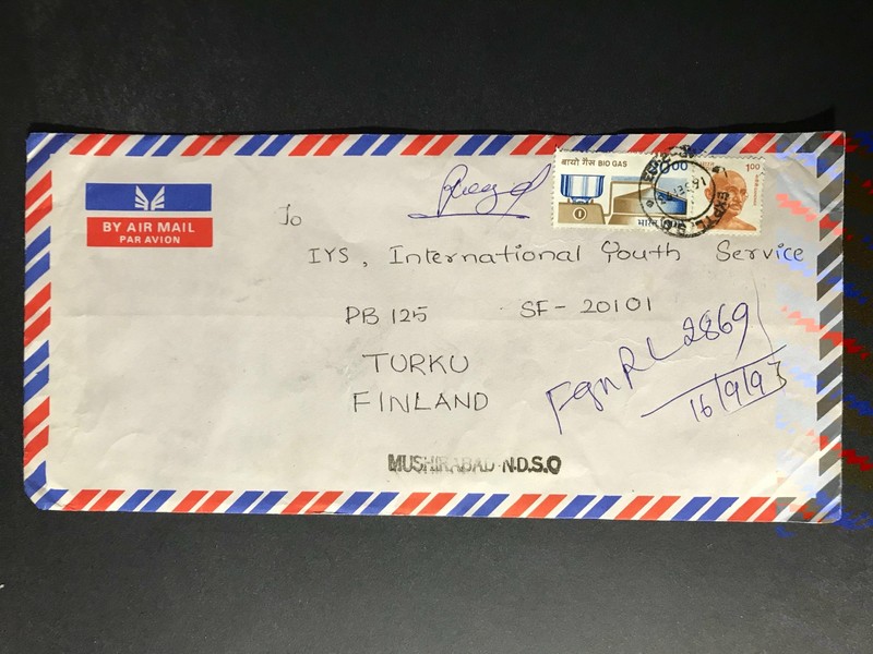 India Registered Cover to Finland City Cancel 1980s-1990s Cover #2459