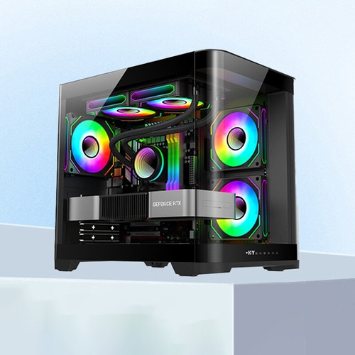 270 Degree Transparent Curved Surface PC Case Desktop Computer Tower SN - Afbeelding 8 van 14