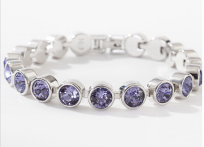  Touchstone Crystal Bracelet Dark Purple Rhodium 7-1/4'' New 