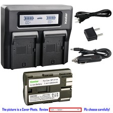 Kastar Battery Dual LCD Fast Charger for Canon BP-511 CB-5L EOS 20D EOS 20Da