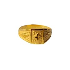 22K/18K Real Certified Yellow Gold Square Design Kids Ring