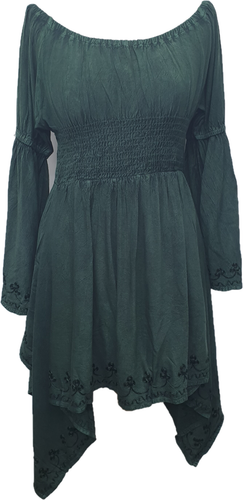 Medieval Tunic Blouse Slimming Elasticated Neck Long Sleeve 8 10 12 14 16 18 20 - Picture 8 of 35