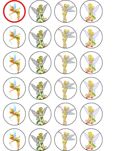 24 X TINKERBELL BIRTHDAY RICE PAPER CAKE TOPPERS