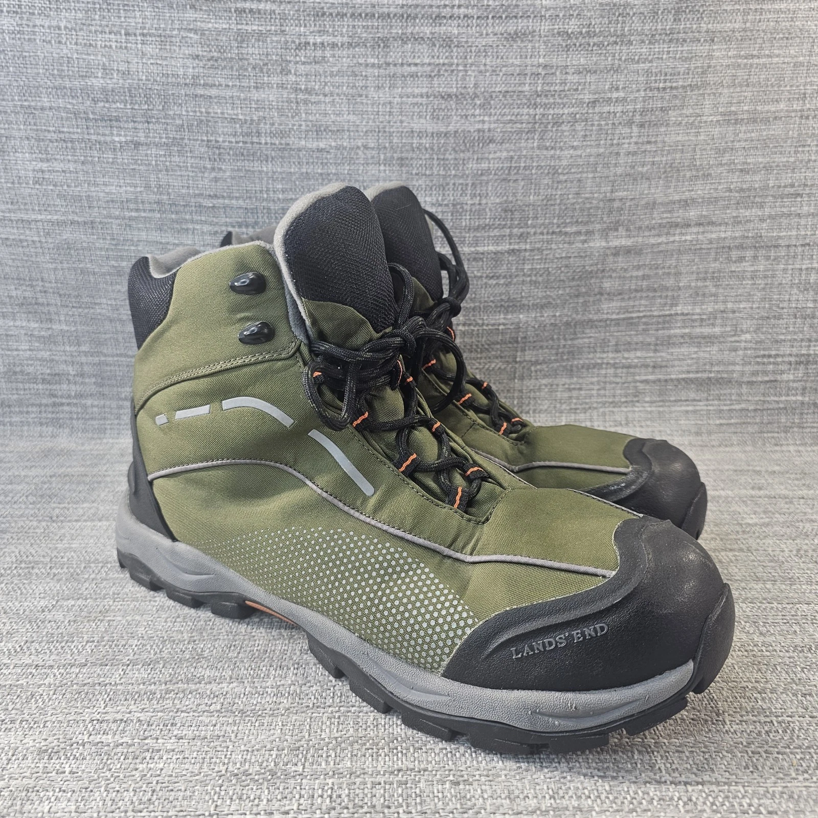 Lands End Waterproof Green Insulated Trekker Boots Mens 13D Wide