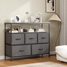 Feonase Chest of Drawers, 5 Drawers Dresser with TV Stand, Metal Frame and MDF 