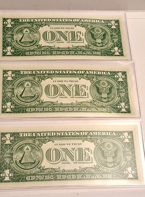United States, 3-1 Dollar-FAST NEU / UNC-1957 B-Blue Seal-232-233-234-A-Selten