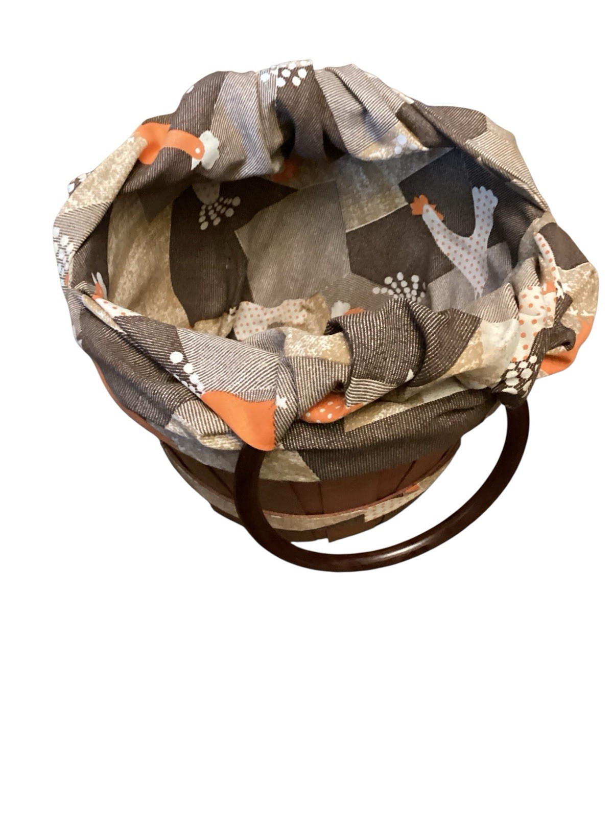 Susie Lee Basket Fabric Chicken Purse East Texas Handbag Co 70s Lucite Handles thumbnail 8