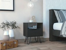 Wenge Nightstand: 1 Shelf, 1 Drawer Modern Bedside Table for Bedroom