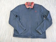 Fred Perry Jacket Men 36" Small Harrington Tartan Lined Navy Blue Made England