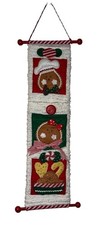 Gingerbread Holiday Christmas Wall Hanging 3 Pocket Banner Appliqu  READ