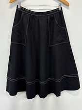 Vtg Breckenridge Aline Skirt Sz 12 Women  s Black White Contrast Stitching 70s