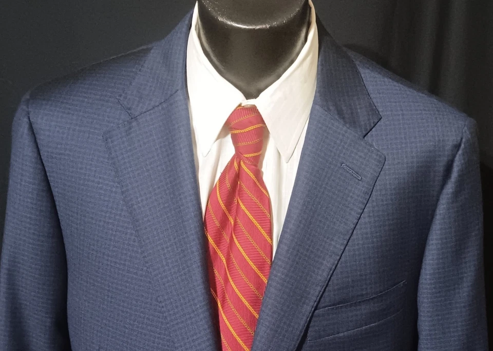 Traje Hickey Freeman 46R Etiqueta Dorada Actual Sutil Azul Ventana Doble Ventilación Foto 2 de 4