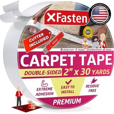Versatile Double Sided Carpet Tape 2''x30 Yards, Ideal for Indoor & Outdoor Use