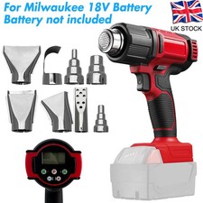 300W Hot Air Gun Electric Cordless Heat Gun w/8 Nozzle for Milwaukee 18V Battery