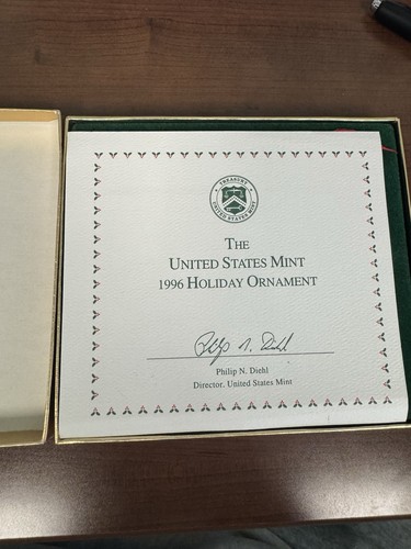 United States Mint 1996 Holiday Ornament Kennedy Half Dollar Reverse With Box - Picture 3 of 7