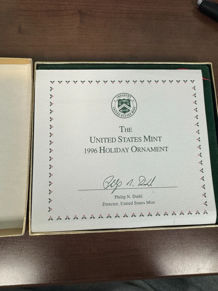 Adorno navideño Kennedy 1996 como nuevo de Estados Unidos medio dólar reverso con caja Foto 3 de 4