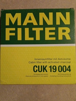 MANN Filter CUK 19 004 Cabin filter with activated charcoal New Open Box