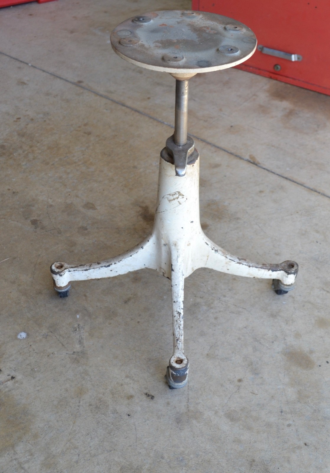 Vintage Bausch and Lomb cast Iron Adjustable Optometrist Stool white