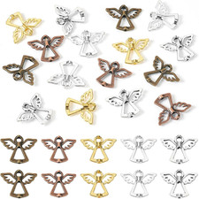 30Pcs Tibetan Style Angel Alloy Charms 5 Colors Angel Wing Metal Pendants Hang O