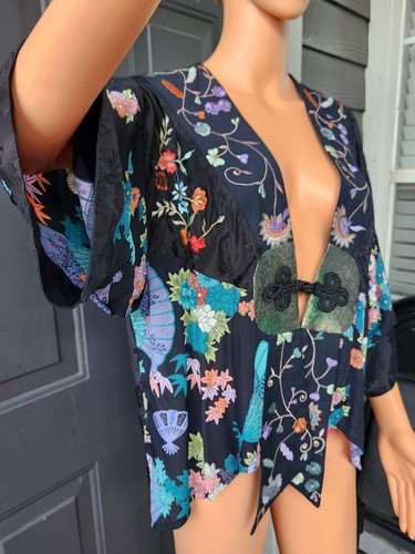 Champagne Collection By All That Glitters Rayon Floral Kimono Jacket Topper O/S - Picture 5 of 21