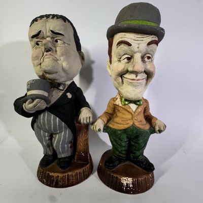 Laurel and Hardy Chalkware Sculpture Figures Figurines 1971 ESCO 18'' Statues