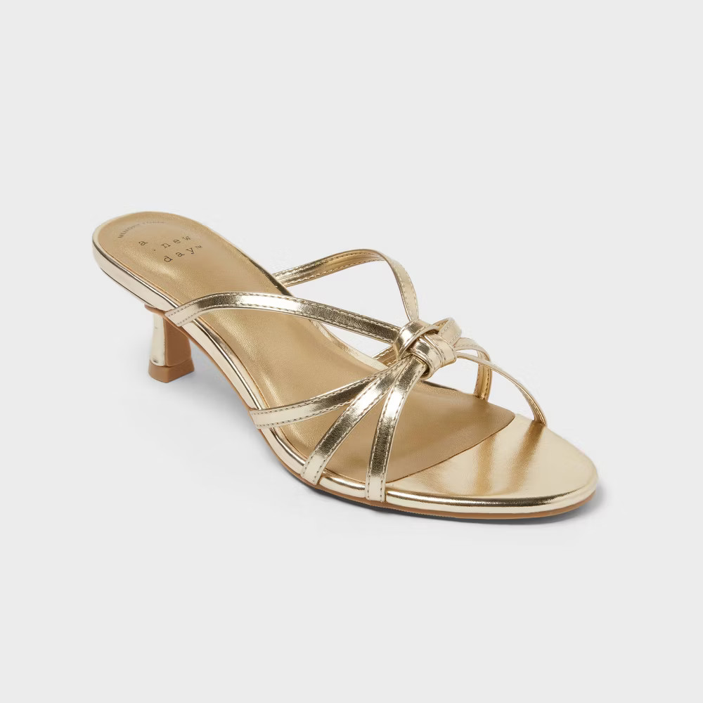 Women s Cornelia Heels with Memory Foam Insole - A New Day Gold 3290₽
