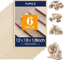 6 Pack Basswood Sheets for Crafts 1/8X12X18 Inch 3Mm Larger Basswood for Laser C