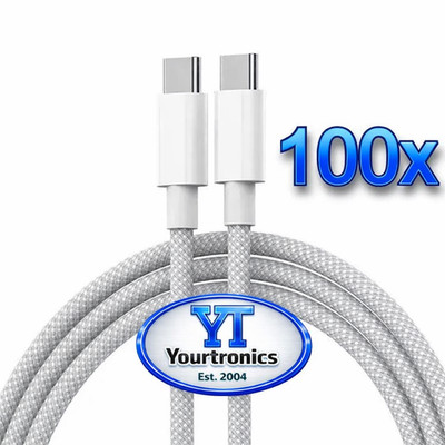 Bulk Wholesale 100x Pack OEM USB-C Braided Cable Charger For Apple iPhone Series
