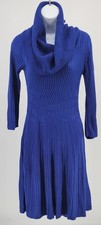 Eliza J Cowl Neck Ribbed Knit Sweater Dress Blue Size Small S