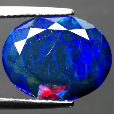 4.61 Cts FANTASTIC (14 x 11 mm) FACETTED CHAFF PATTERN 3D MIX WELO BLACK OPAL