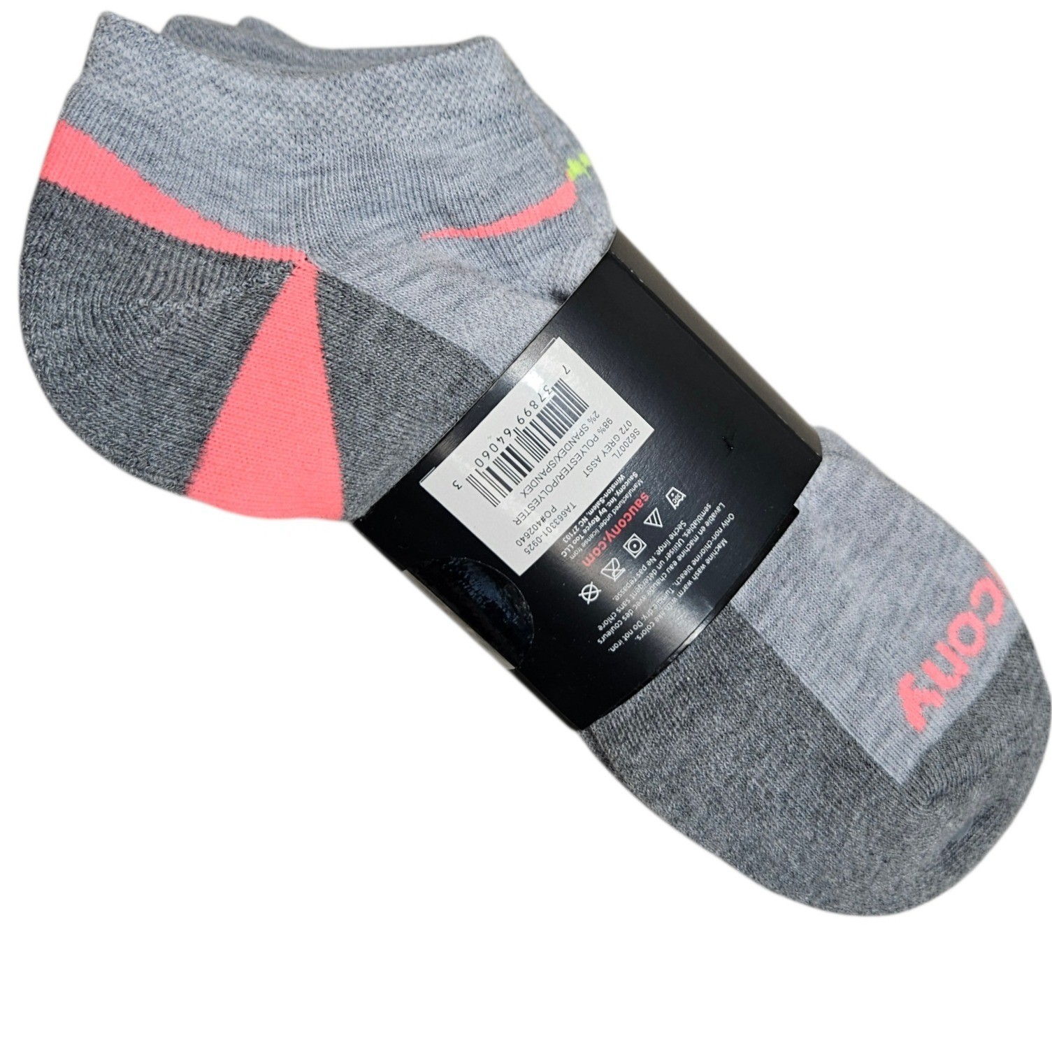 Saucony Performance No Show Socks Womens L 10-13 Grey NWT 6-Pack Arch Support thumbnail 2