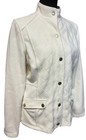 Liz Claiborne NY Quilted Jacket Size 6 Cream Gold Button High Collar — photo 2