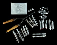 Vtg Aluminum Hair Curlers Curling Iron Bell Box Hollywood Wand Goody Lot of 27