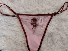 NWT Victoria's Secret PINK Wink Wild Rose Mesh V-String Panty XLarge 1151 