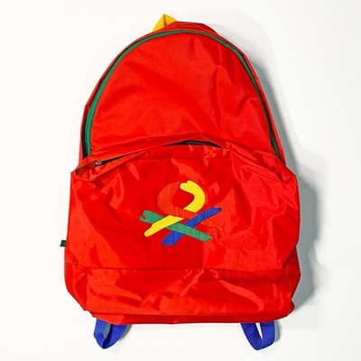 Vintage 1990s United Colors of Benetton Red Embroidered Logo Backpack