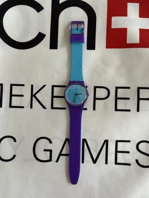 Swatch GV128 Polymer Watch - Turquoise Dial& Purple Strap - New in Box