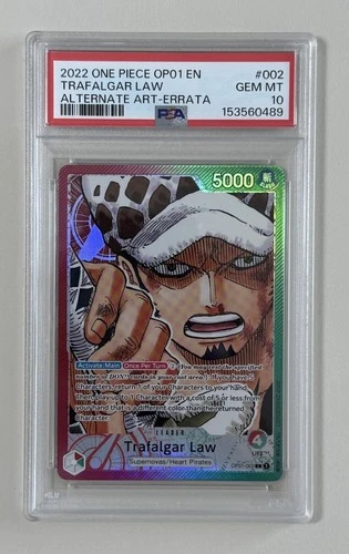 2022 Trafalgar Law OP01-002 Alt Art Beta Pre-Errata Romance Dawn PSA 10