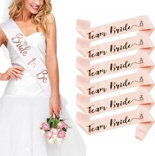 Team Bride 7pcs Satin Sash Set - 6 Team Bride Sashes 1 Bride to Be Sash
